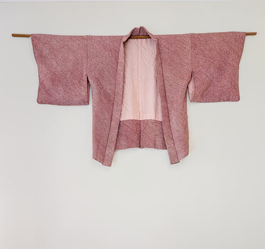 Burgundy allover shibori silk haori