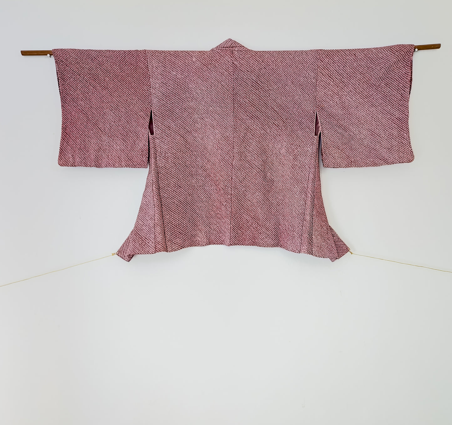 Burgundy allover shibori silk haori