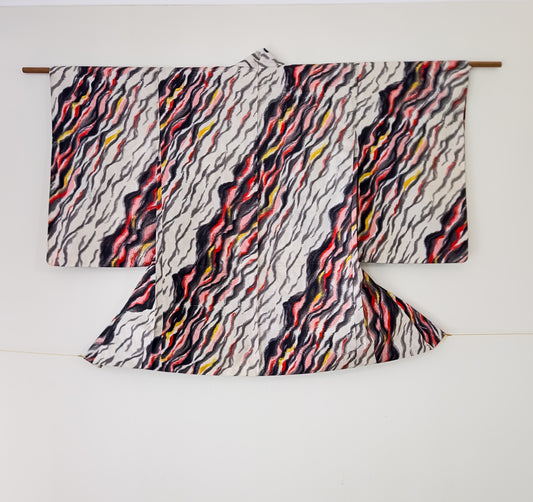 Meisen silk haori with multicolour cloud motif