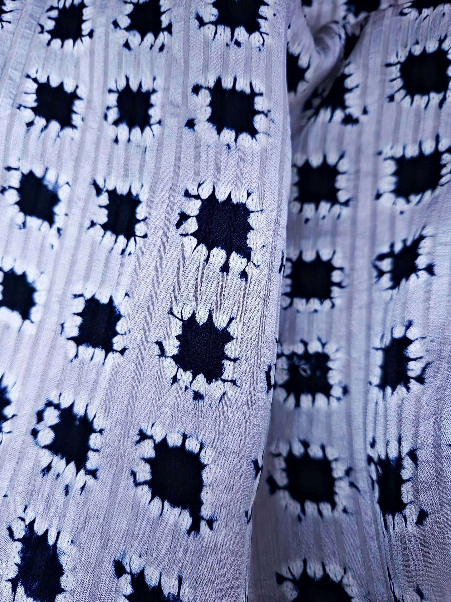 Drapy silver and indigo shibori haori