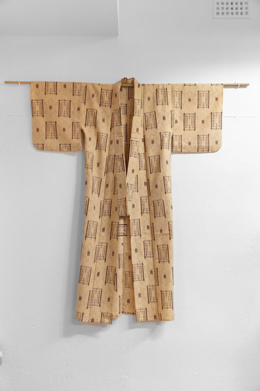 Casual wool kimono hemp leaves