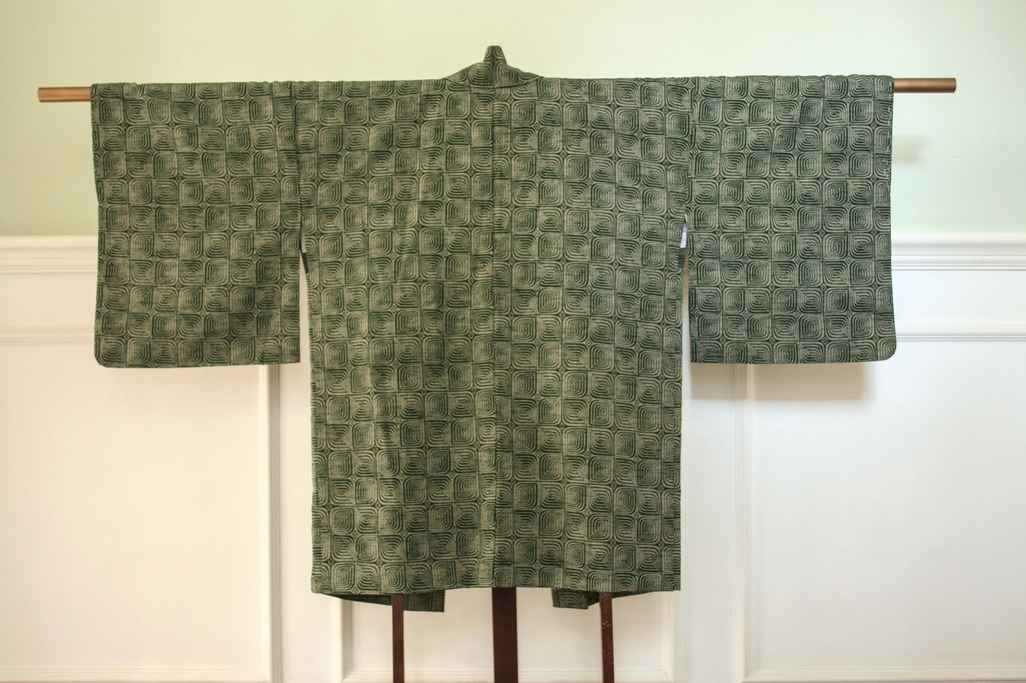 Green kasuri kimono top