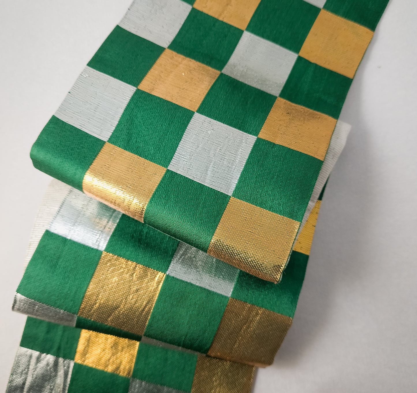 Green, Gold, and silver half-width obi