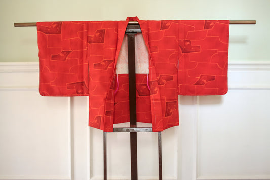 Orange abstract print haori