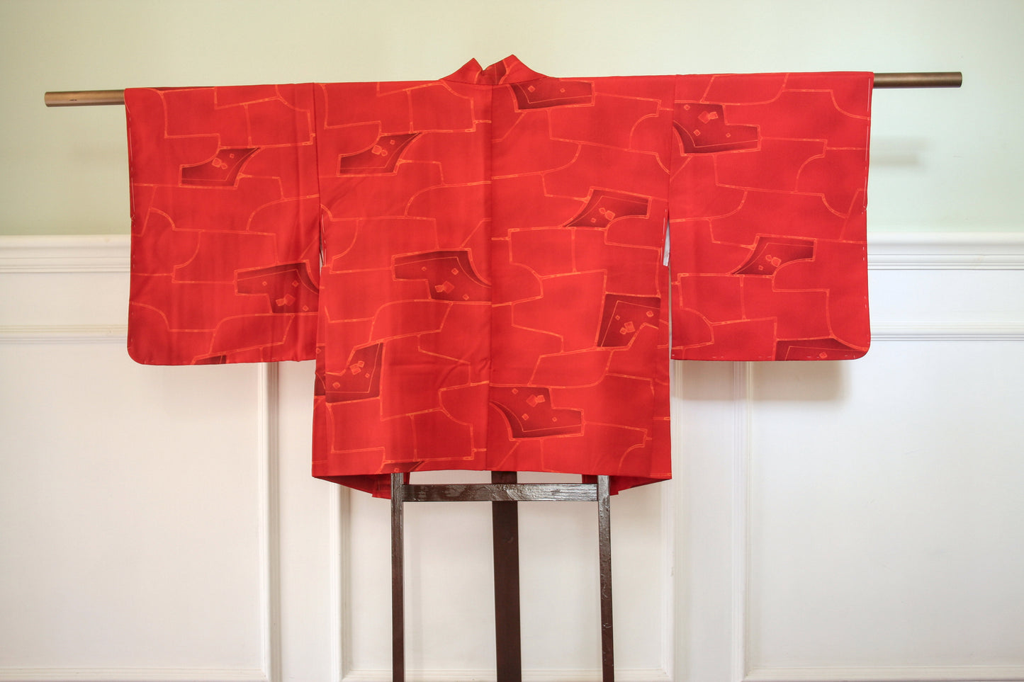 Orange abstract print haori
