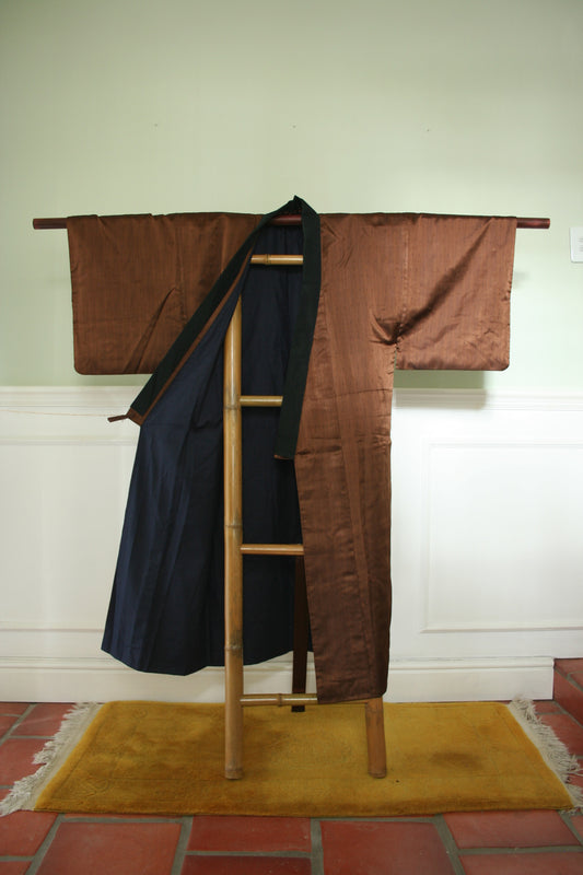 Bronze and indigo kimono