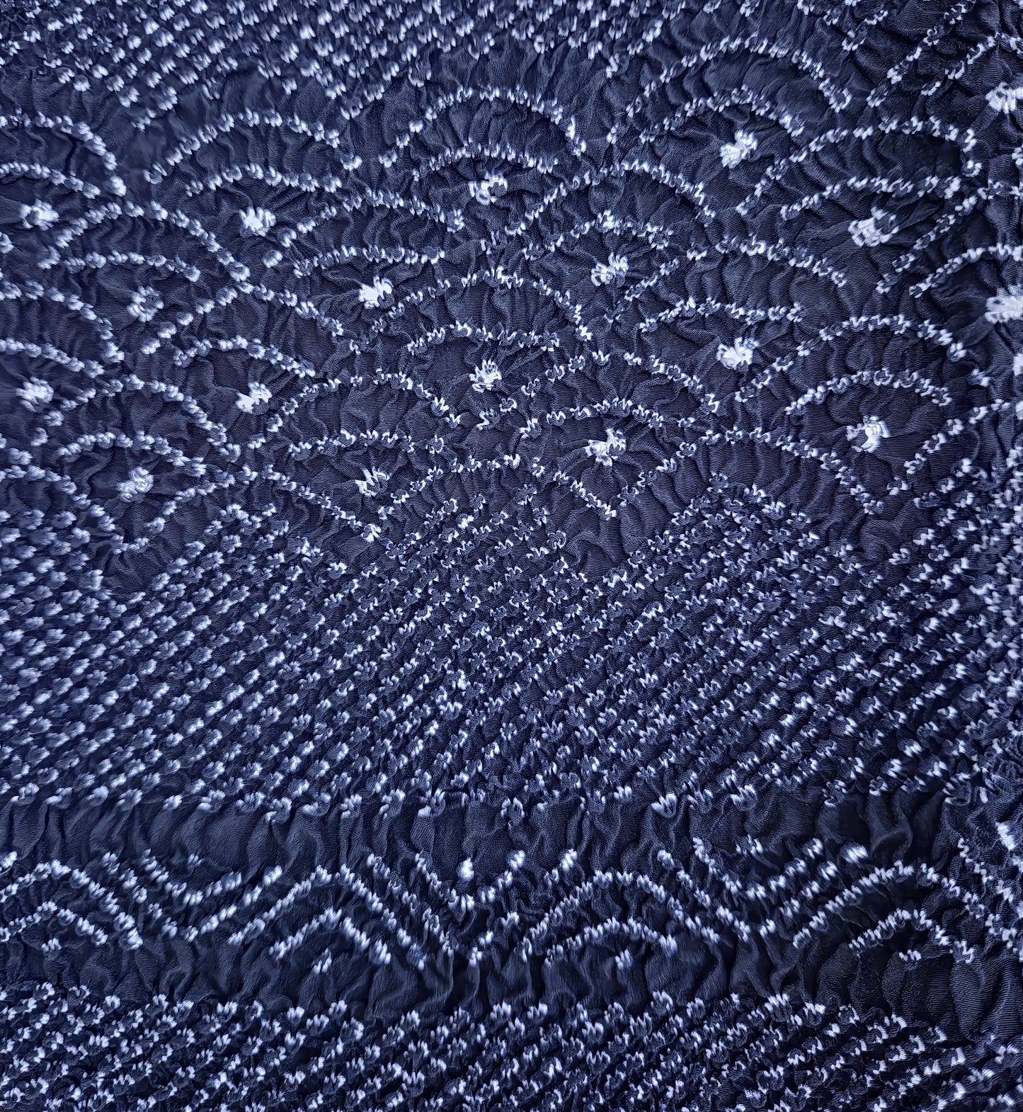 indigo silk lightweight obi with wave shibori detail