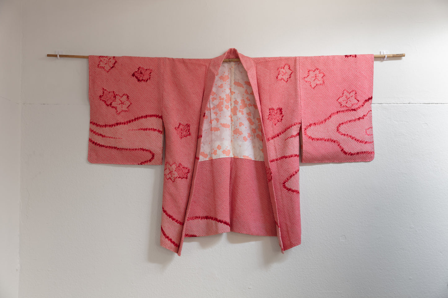 Pink shibori with maple leaves