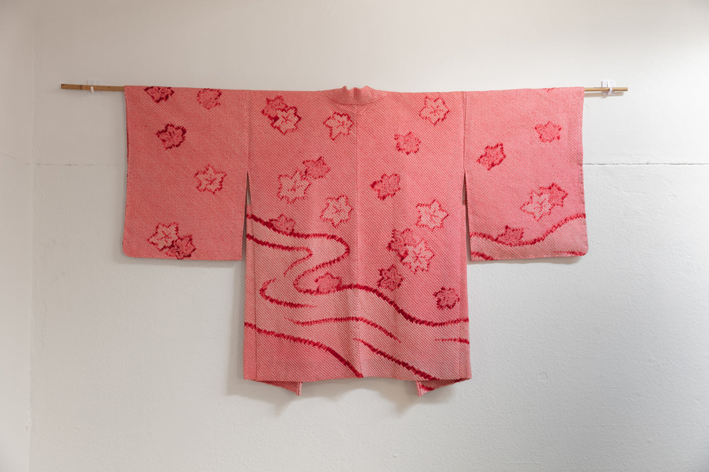 Pink shibori with maple leaves