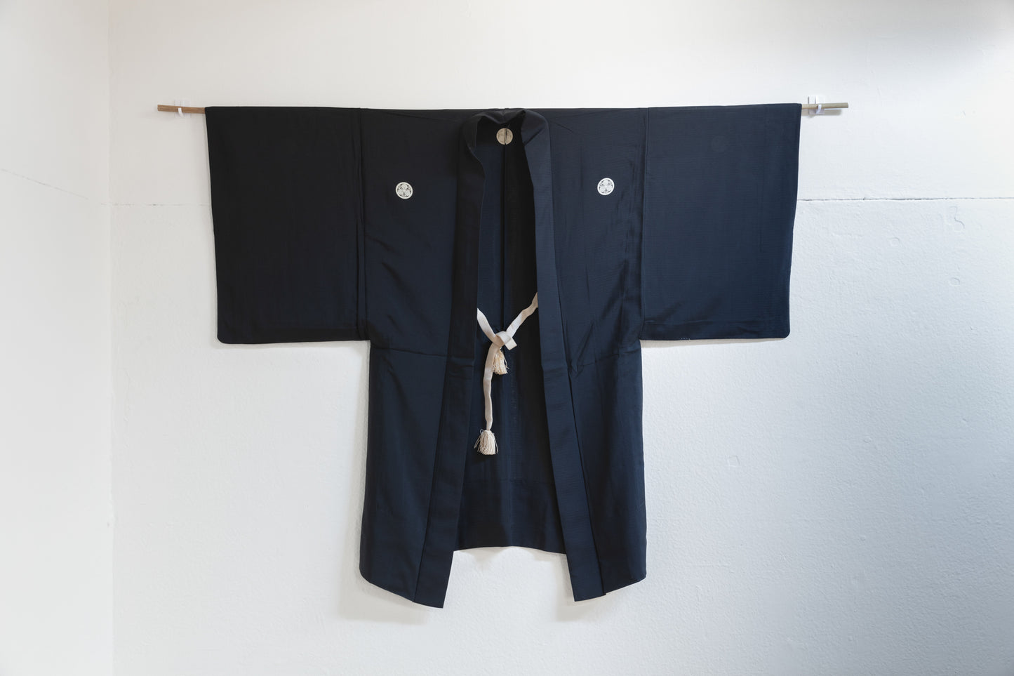 Formal black gauze haori with eccru ties