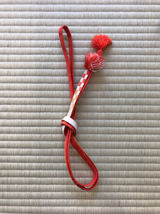 Orange check yellow ombre obi-jime