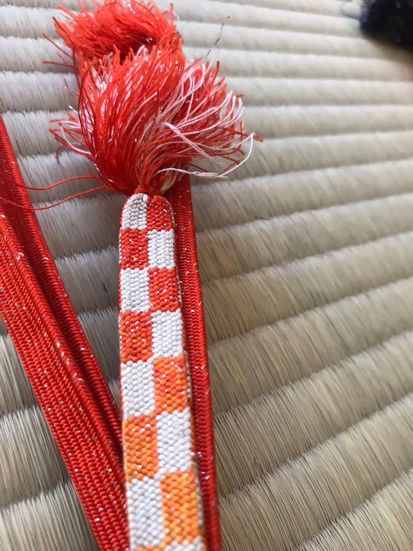 Orange check yellow ombre obi-jime