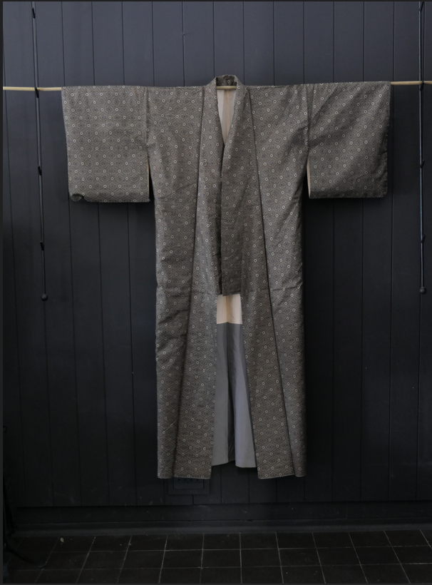 Masterwork mud-dye heiyo silk geometric kimono