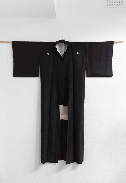 Full-length black kimono