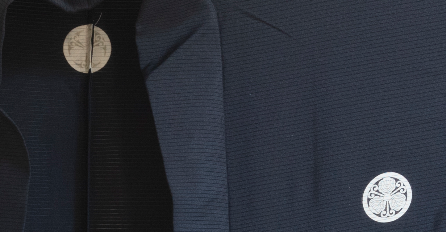 Formal black gauze haori with eccru ties