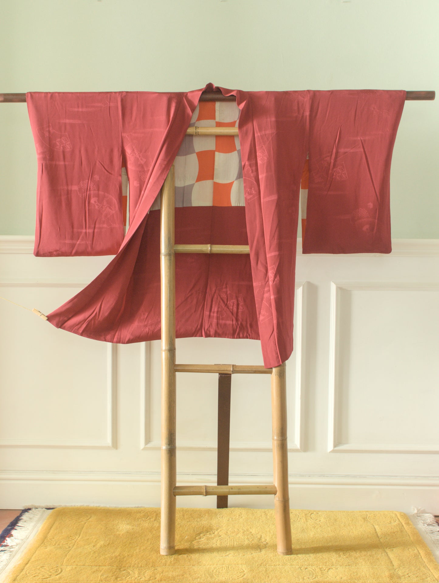 Red jacquard kimono jacket