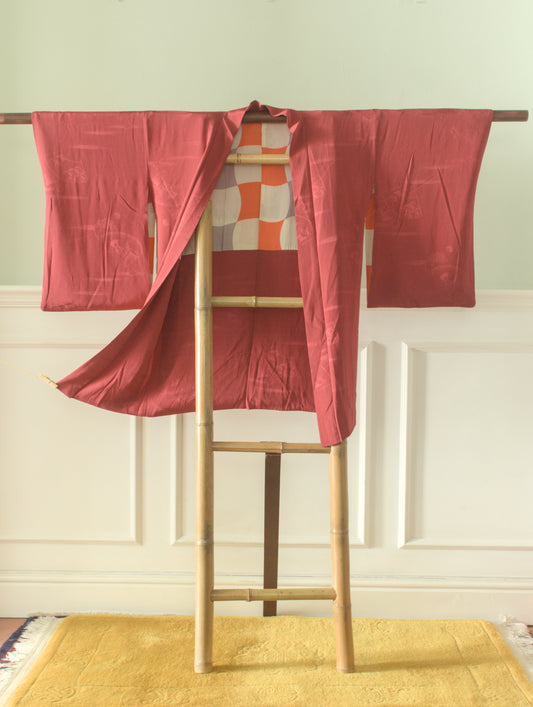 Red jacquard kimono jacket