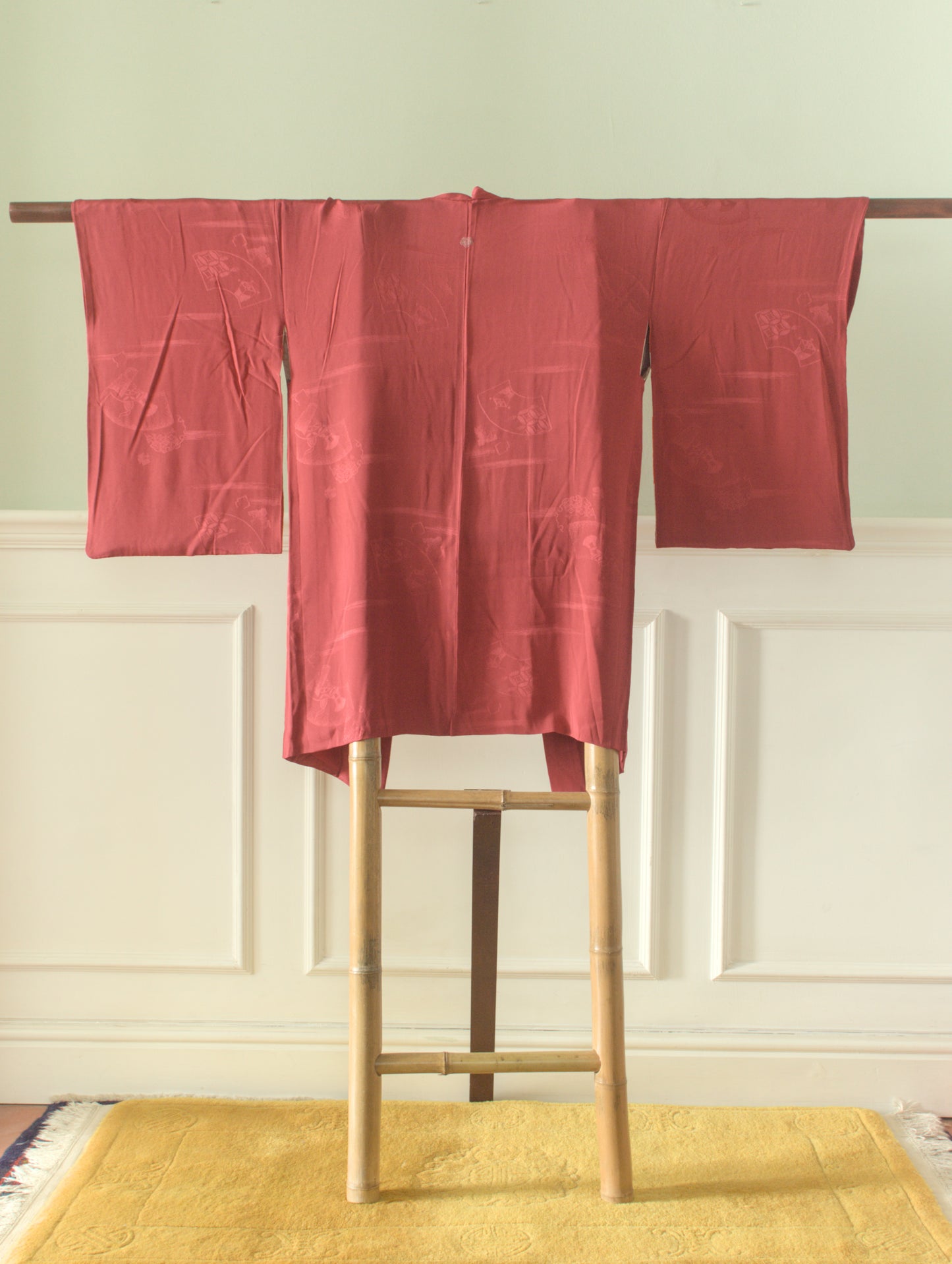 Red jacquard kimono jacket