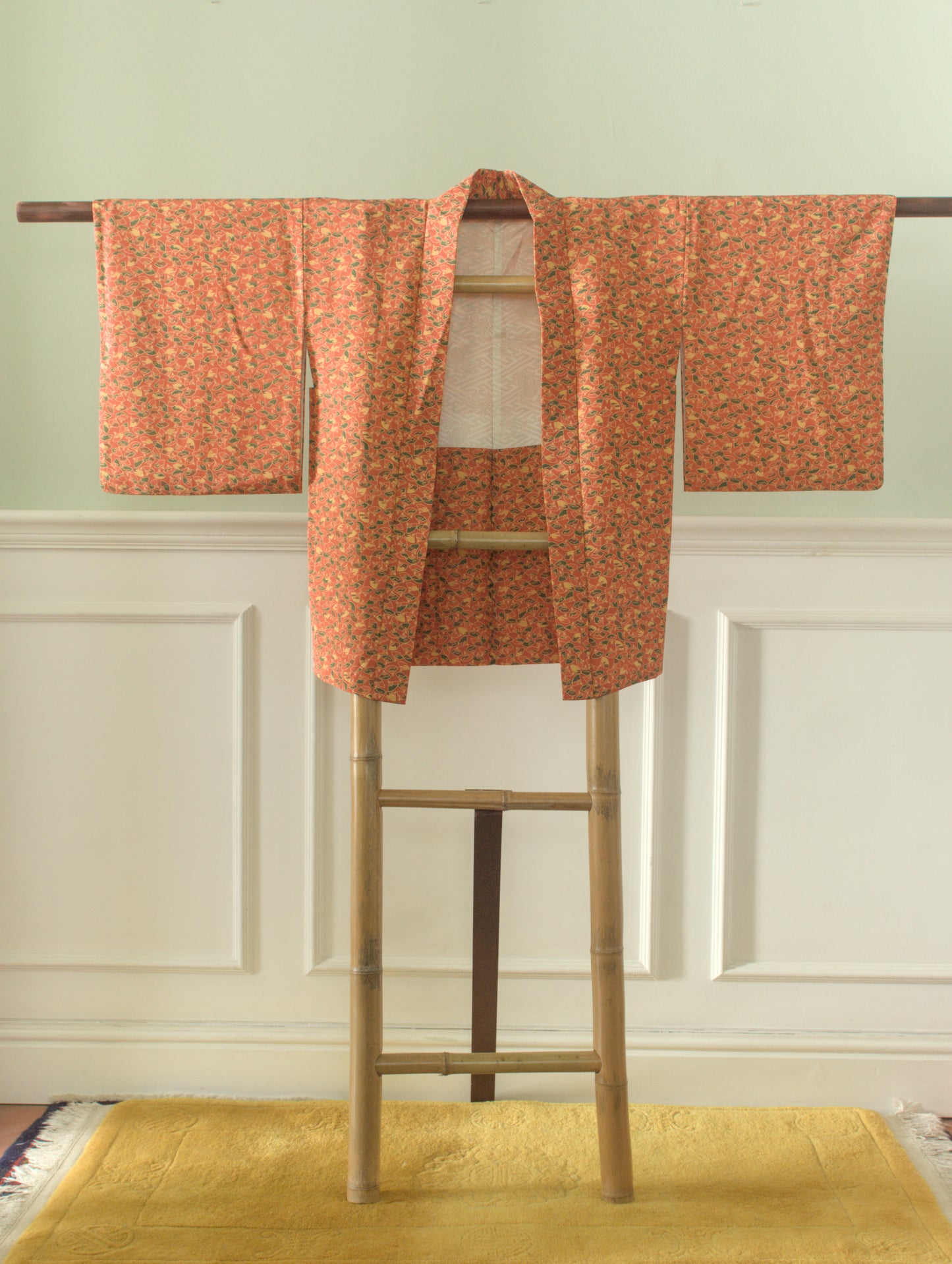Orange fan print kimono jacket