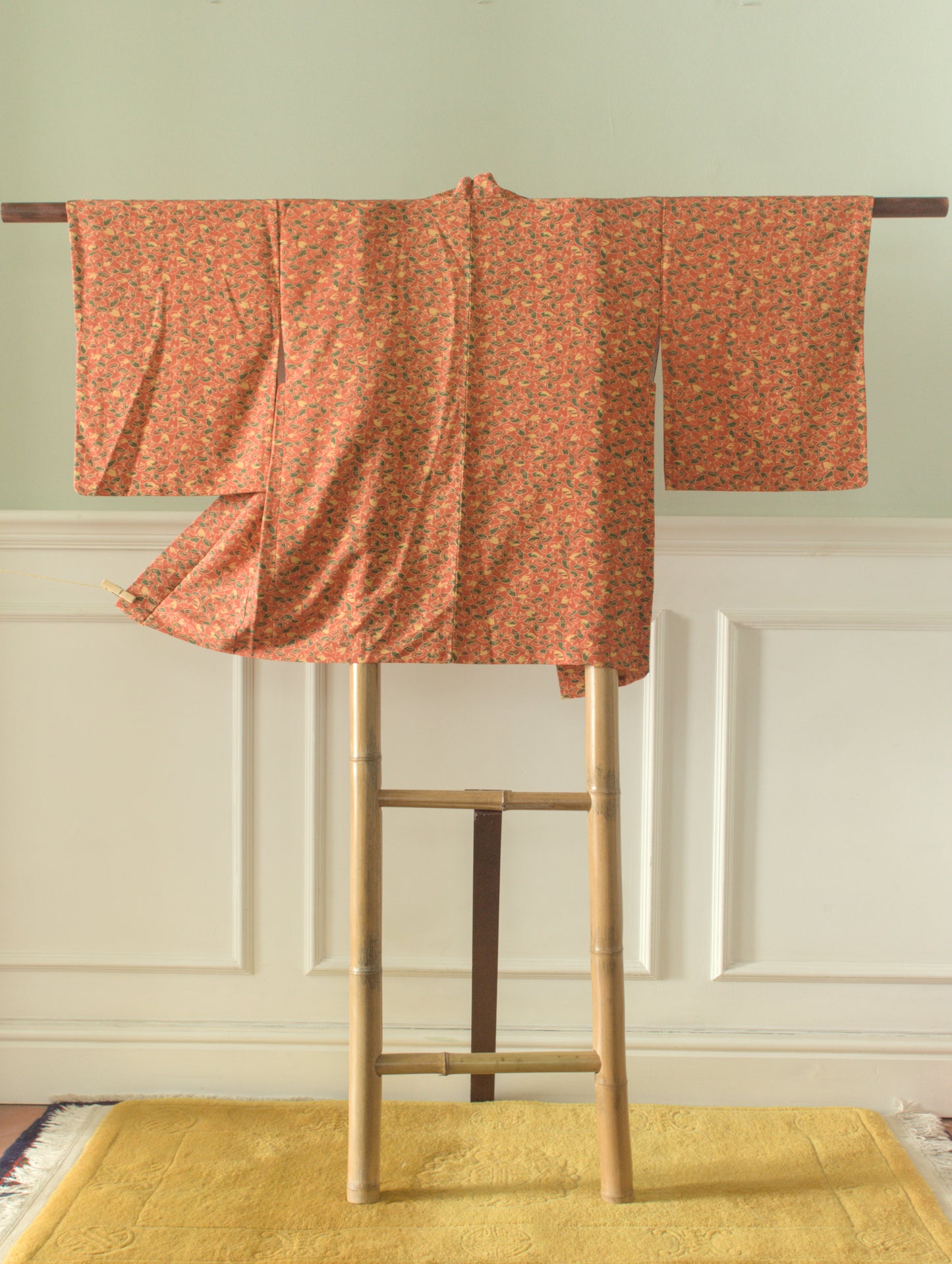 Orange fan print kimono jacket