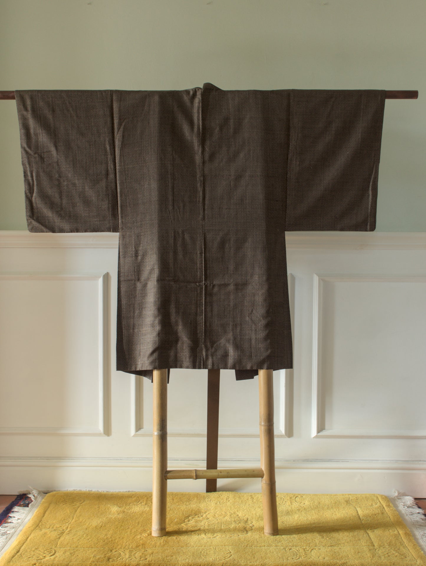 Brown kasuri yarn-dyed kimono jacket