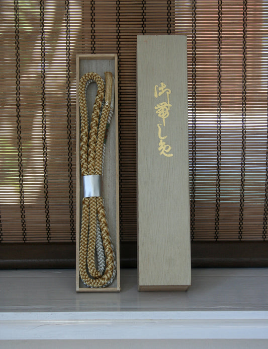 Hand-corded gold and silver silk belt