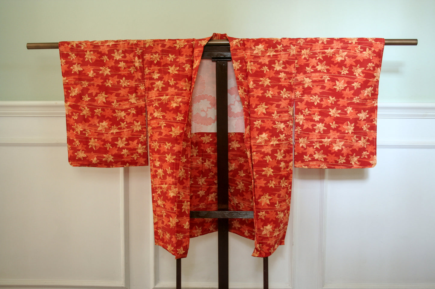 Maple leaf print haori