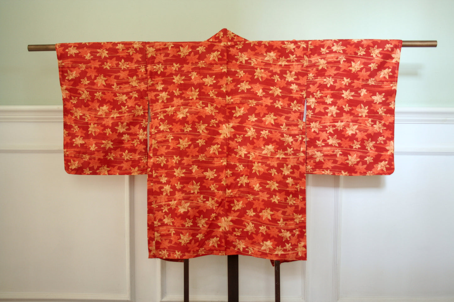Maple leaf print haori