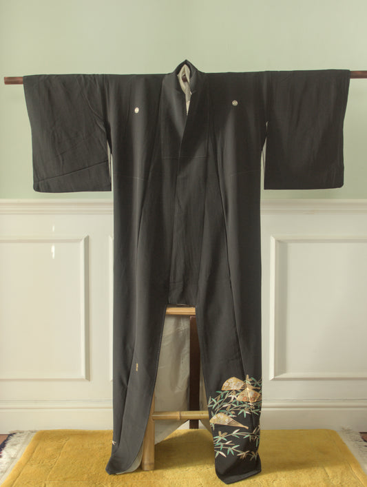 Tomesode kimono flowering bamboo