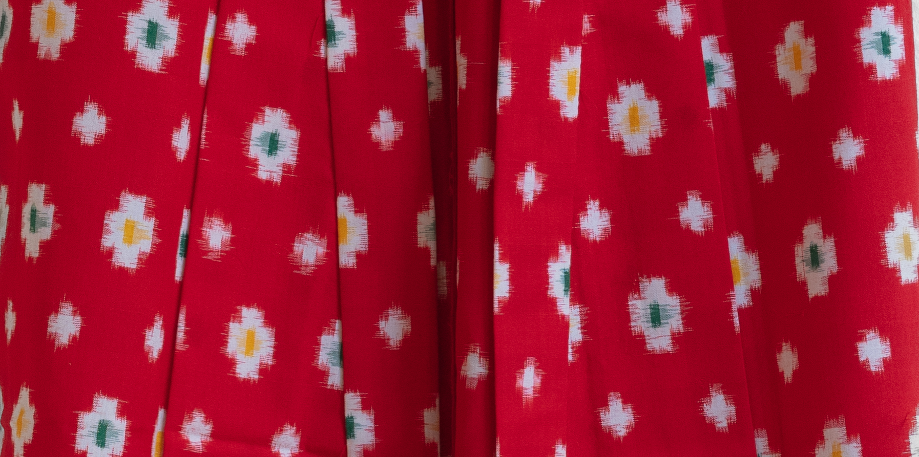 red kasuri kimono closeup
