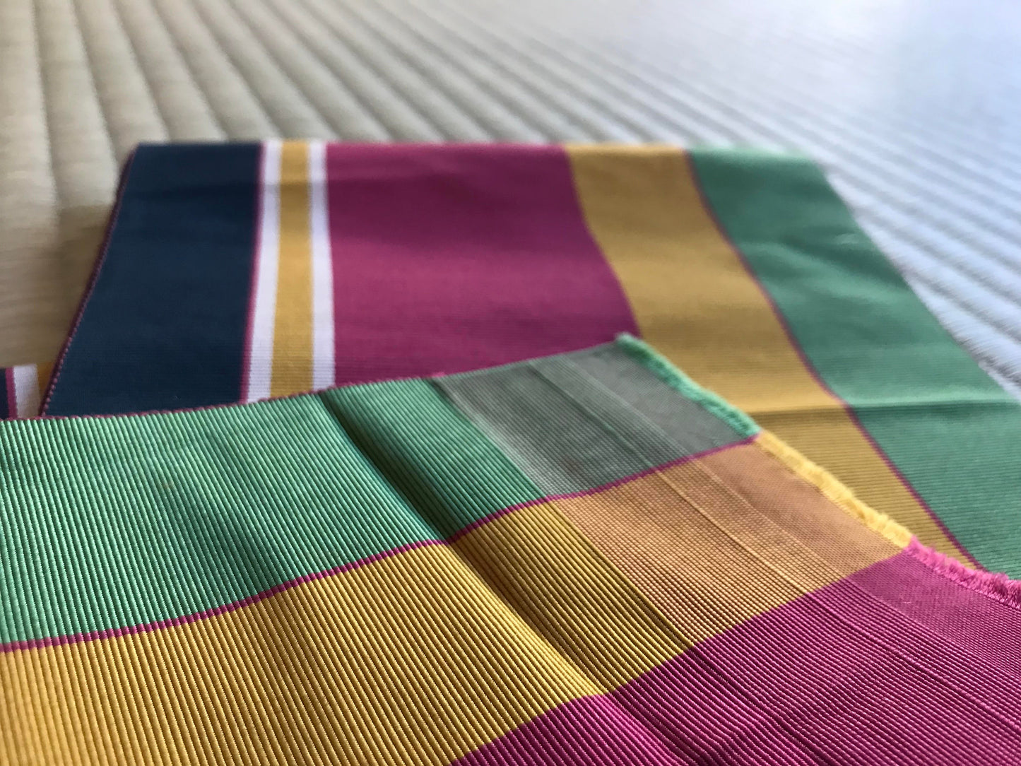 multistripe silk hanhaba obi