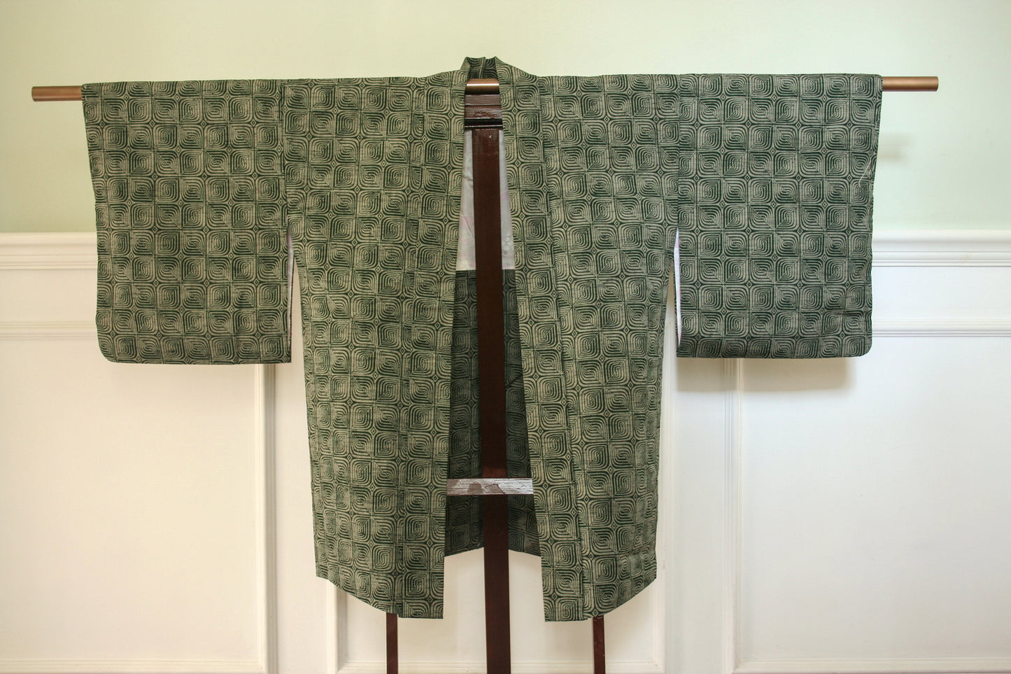 Green kasuri kimono top