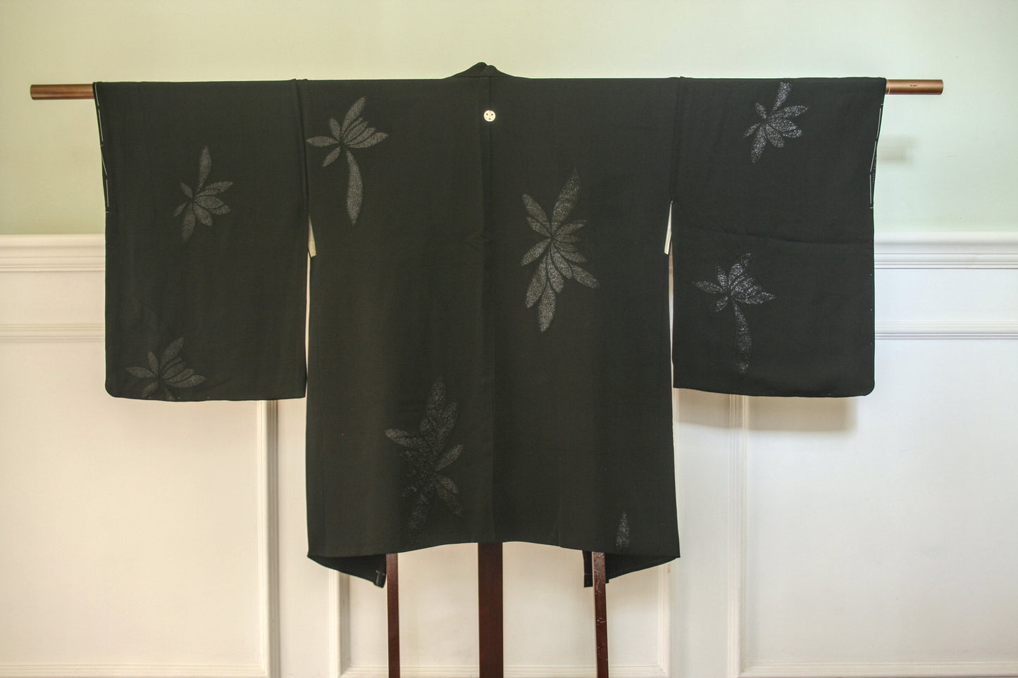 Black silk kimono jacket, embroidered